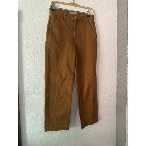 EVERLANE Regular Straight Leg Cropped Pant Jeans High Rise Chino Yellow Sz 4 - Picture 4 of 11